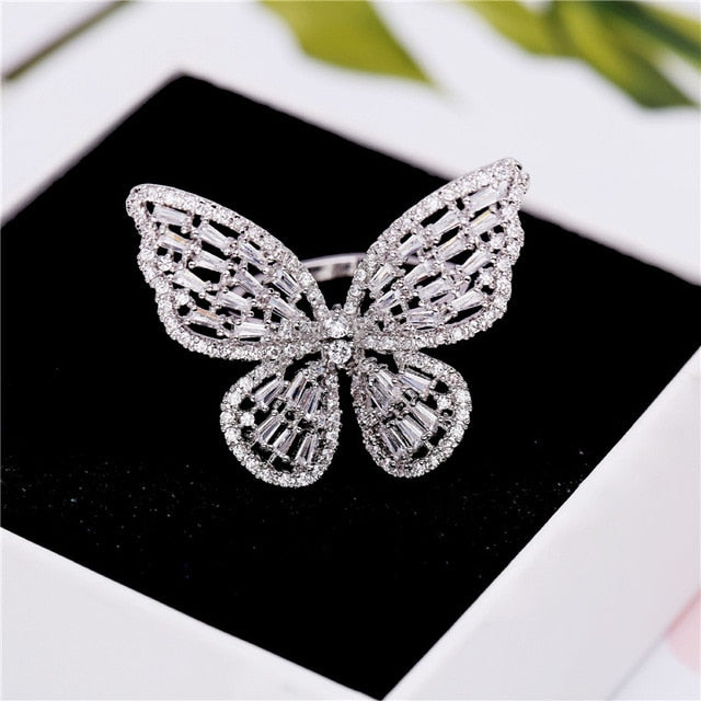 Luxury Butterfly Rings For Women  Retro New Alloy Engagement Wedding Party Female Finger Ring Fashion Jewelry anillos