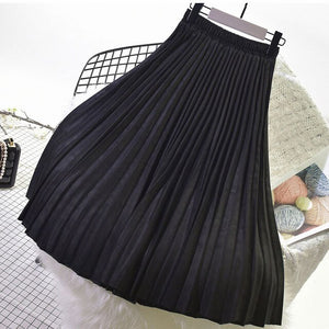 2020 Two Layer Spring Women Suede Skirt Long Pleated Skirts Top Brand Womens Saias Midi Faldas Vintage Women Midi Skirt