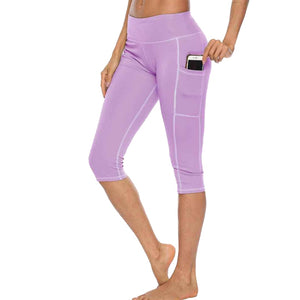 CALOFE 2020 Workout Capri Fitness Leggings Women High Waist Jogger Pants With Side Pocket Ladies Sportwear Running Legins