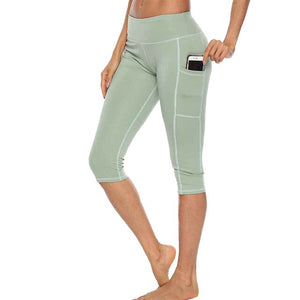 CALOFE 2020 Workout Capri Fitness Leggings Women High Waist Jogger Pants With Side Pocket Ladies Sportwear Running Legins