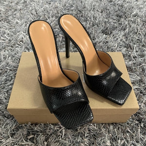 2020 Summer Women Pumps Square Toe Ladies Heel Mules Sexy Thin High Heels Sandals Slippers Female Fashion Woman Shoes 11CM