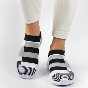 Women Sneakers Shoes Woman Striped Sock Sneakers Slip On Knitted Vulcanized Shoes Causal Trainers Zapatillas Mujer Deportiva