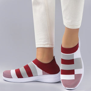 Women Sneakers Shoes Woman Striped Sock Sneakers Slip On Knitted Vulcanized Shoes Causal Trainers Zapatillas Mujer Deportiva