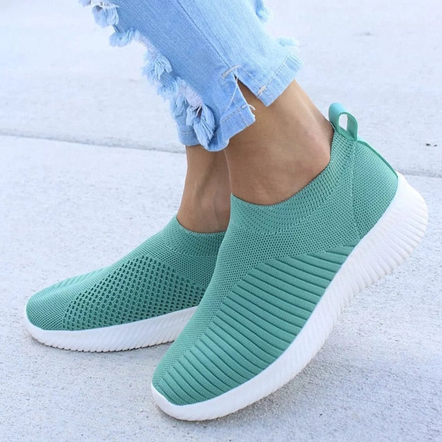 Women Sneakers Shoes Woman Striped Sock Sneakers Slip On Knitted Vulcanized Shoes Causal Trainers Zapatillas Mujer Deportiva