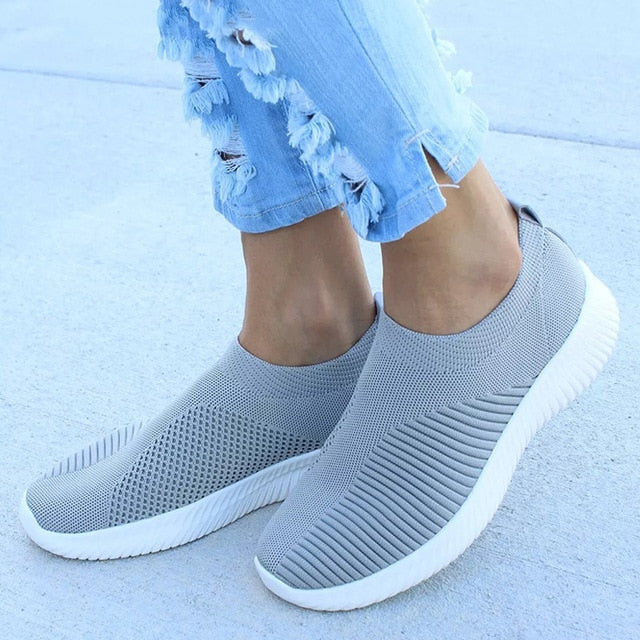 Women Sneakers Shoes Woman Striped Sock Sneakers Slip On Knitted Vulcanized Shoes Causal Trainers Zapatillas Mujer Deportiva