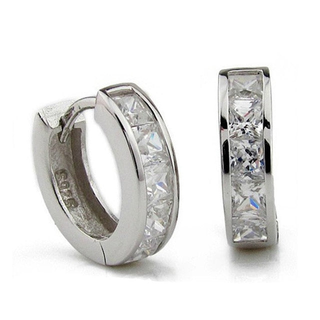 Fanqieliu Sterling 925 Silver Earrings Natural Crystal Small Flower Hoop Earrings For Woman FQL3235