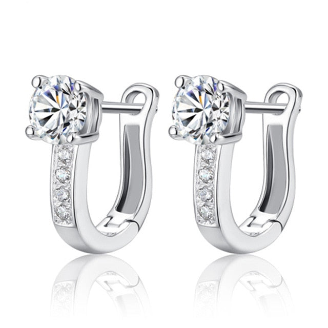 Fanqieliu Sterling 925 Silver Earrings Natural Crystal Small Flower Hoop Earrings For Woman FQL3235