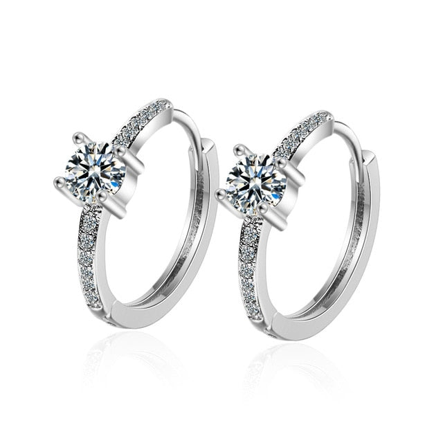 Fanqieliu Sterling 925 Silver Earrings Natural Crystal Small Flower Hoop Earrings For Woman FQL3235