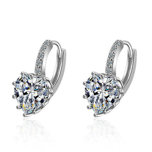 Fanqieliu Sterling 925 Silver Earrings Natural Crystal Small Flower Hoop Earrings For Woman FQL3235