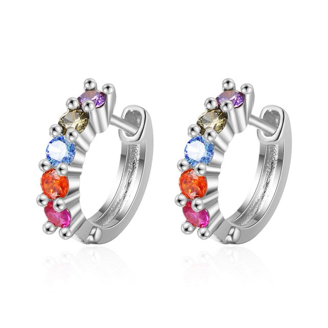 Fanqieliu Sterling 925 Silver Earrings Natural Crystal Small Flower Hoop Earrings For Woman FQL3235
