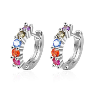Fanqieliu Sterling 925 Silver Earrings Natural Crystal Small Flower Hoop Earrings For Woman FQL3235