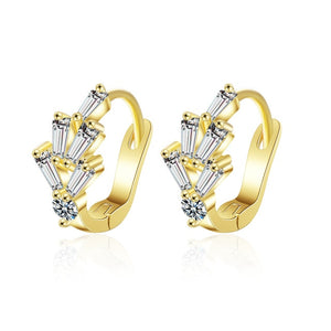 Fanqieliu Sterling 925 Silver Earrings Natural Crystal Small Flower Hoop Earrings For Woman FQL3235