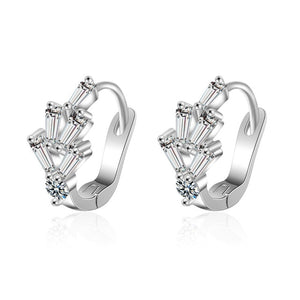 Fanqieliu Sterling 925 Silver Earrings Natural Crystal Small Flower Hoop Earrings For Woman FQL3235
