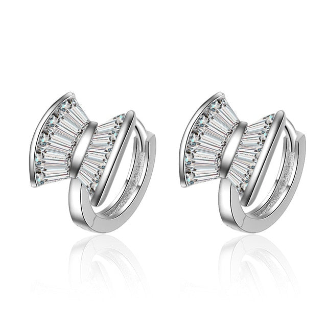 Fanqieliu Sterling 925 Silver Earrings Natural Crystal Small Flower Hoop Earrings For Woman FQL3235