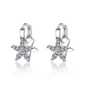 Fanqieliu Sterling 925 Silver Earrings Natural Crystal Small Flower Hoop Earrings For Woman FQL3235