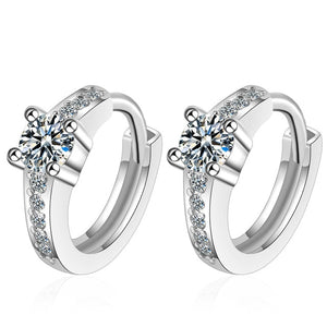 Fanqieliu Sterling 925 Silver Earrings Natural Crystal Small Flower Hoop Earrings For Woman FQL3235