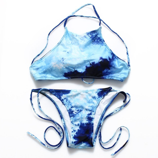 Tie Dye Bikini 2020 Micro Bikini Printed Sexy G String Swimsuit Thong Women African Swimwear Micro Floral Print Bathing Suits