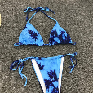 Tie Dye Bikini 2020 Micro Bikini Printed Sexy G String Swimsuit Thong Women African Swimwear Micro Floral Print Bathing Suits