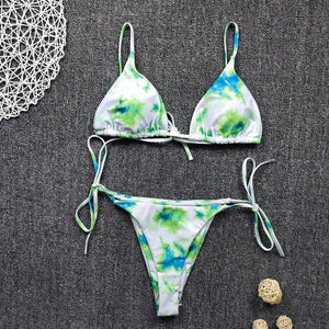 Tie Dye Bikini 2020 Micro Bikini Printed Sexy G String Swimsuit Thong Women African Swimwear Micro Floral Print Bathing Suits