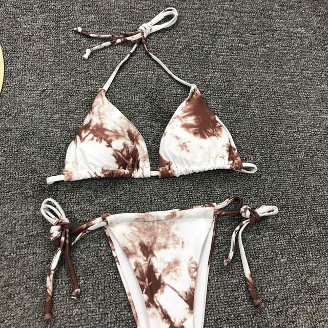Tie Dye Bikini 2020 Micro Bikini Printed Sexy G String Swimsuit Thong Women African Swimwear Micro Floral Print Bathing Suits