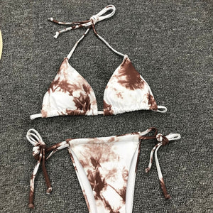 Tie Dye Bikini 2020 Micro Bikini Printed Sexy G String Swimsuit Thong Women African Swimwear Micro Floral Print Bathing Suits