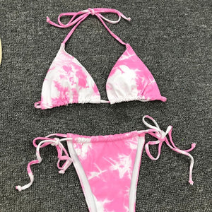 Tie Dye Bikini 2020 Micro Bikini Printed Sexy G String Swimsuit Thong Women African Swimwear Micro Floral Print Bathing Suits