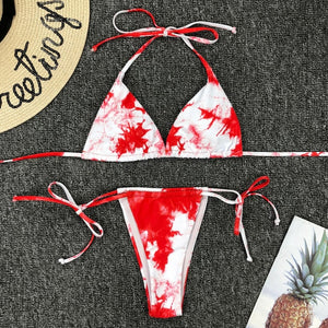 Tie Dye Bikini 2020 Micro Bikini Printed Sexy G String Swimsuit Thong Women African Swimwear Micro Floral Print Bathing Suits