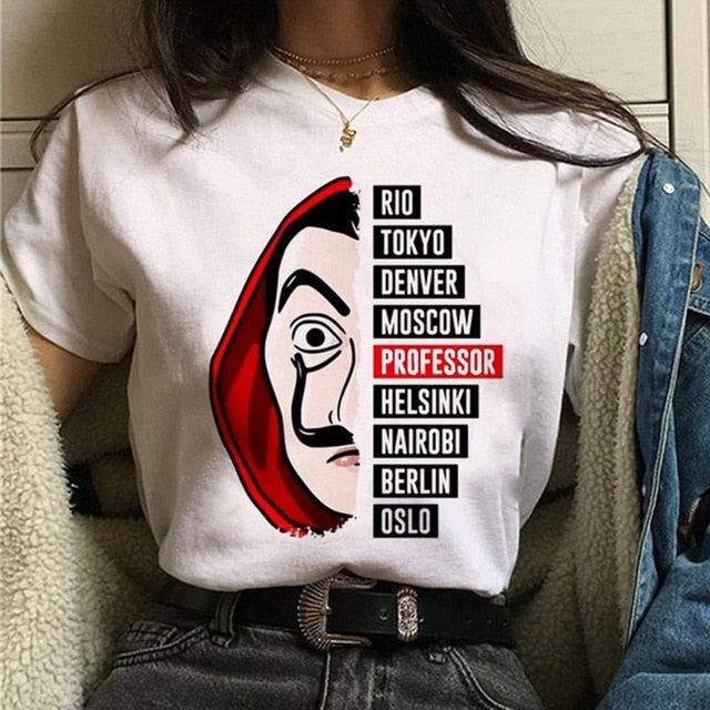 Maycaur The House of Paper T Shirt New Money Heist Women La Casa De Papel Tshirt Funny Top Tee Fashion Female Clothes T-shirts