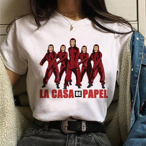 Maycaur The House of Paper T Shirt New Money Heist Women La Casa De Papel Tshirt Funny Top Tee Fashion Female Clothes T-shirts