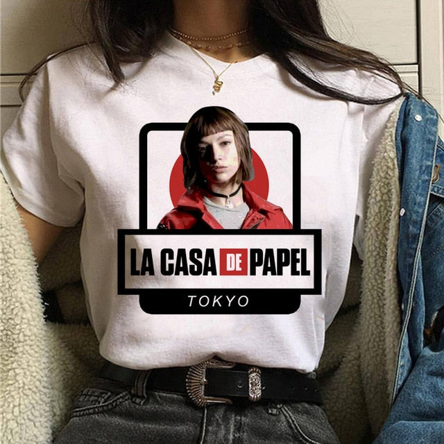 Maycaur The House of Paper T Shirt New Money Heist Women La Casa De Papel Tshirt Funny Top Tee Fashion Female Clothes T-shirts