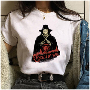 Maycaur The House of Paper T Shirt New Money Heist Women La Casa De Papel Tshirt Funny Top Tee Fashion Female Clothes T-shirts