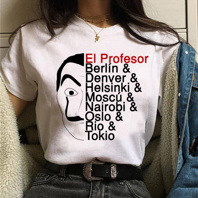 Maycaur The House of Paper T Shirt New Money Heist Women La Casa De Papel Tshirt Funny Top Tee Fashion Female Clothes T-shirts