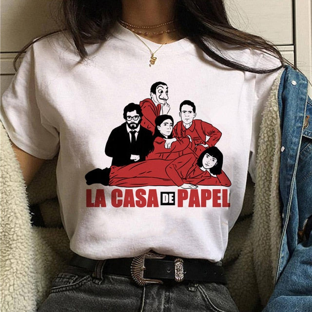 Maycaur The House of Paper T Shirt New Money Heist Women La Casa De Papel Tshirt Funny Top Tee Fashion Female Clothes T-shirts