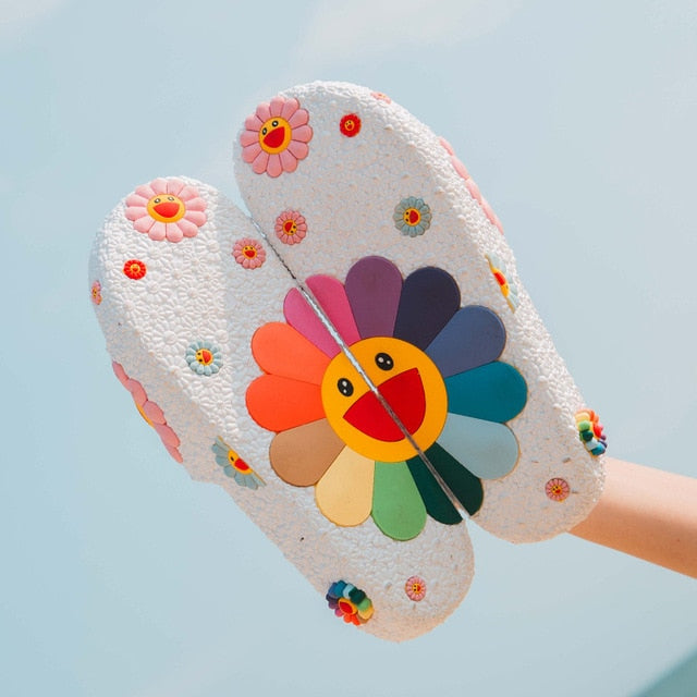 Women Summer Slippers Cute flower Flat Flip Flops Ladies Soft Slides Shoes Female Print Floral Bling Beach Casual Sandals