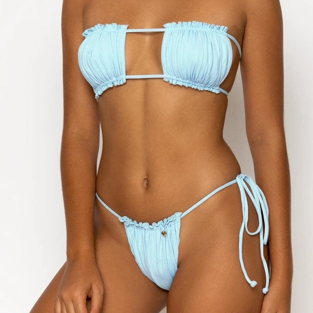 Micro Sexy Women Bikinis Set 2020 Mujer Swimsuit Bandeau Bathing Suit Push up Two-piece Female Swimwear Biquini Beachwear Bikini