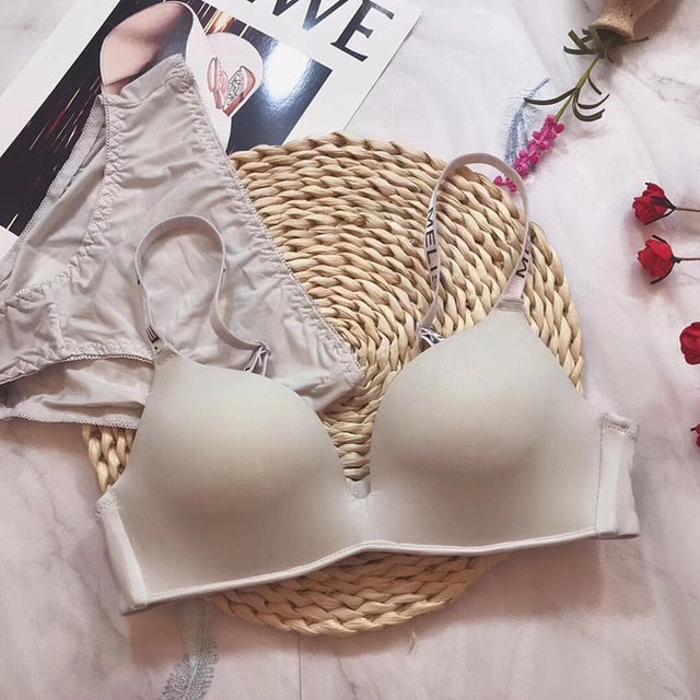 BEFORW Comfort Wireless Bras For Women Underwear Fashion Seamless Letter Straps Bra Sexy Lingerie Adjustable Push Up Bralette