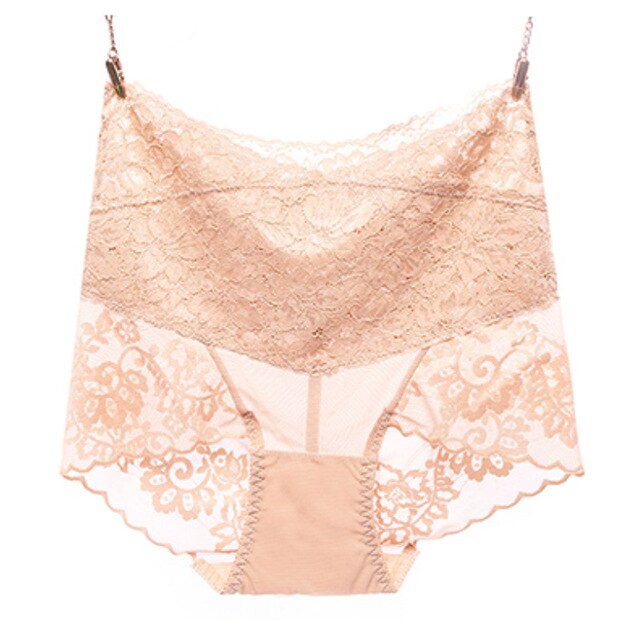 M-XL High Waist Panties Women Sexy Lace Underwear Bodyshaper Slim Panties Mesh Floral Lingerie Female Underpants Seamless Briefs