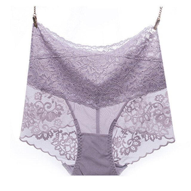 M-XL High Waist Panties Women Sexy Lace Underwear Bodyshaper Slim Panties Mesh Floral Lingerie Female Underpants Seamless Briefs