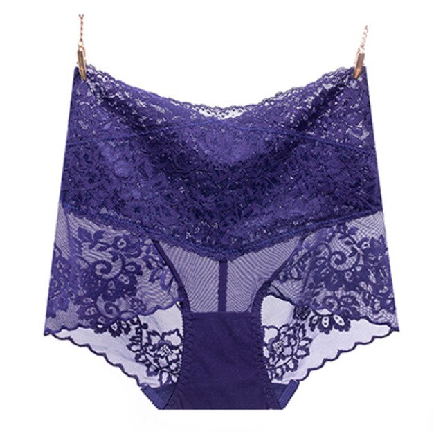 M-XL High Waist Panties Women Sexy Lace Underwear Bodyshaper Slim Panties Mesh Floral Lingerie Female Underpants Seamless Briefs