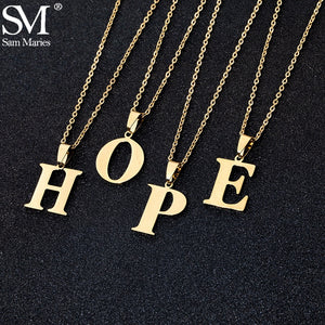 Stainless Steel A To Z 26 Letters Initial Minimalist Necklace For Women Alphabet Pendant Necklace Friends Family Gift Jewelry
