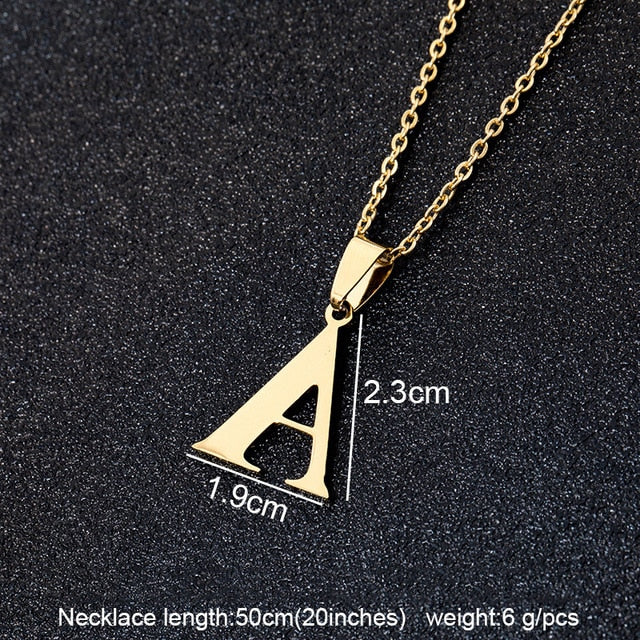 Stainless Steel A To Z 26 Letters Initial Minimalist Necklace For Women Alphabet Pendant Necklace Friends Family Gift Jewelry