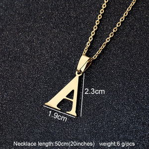 Stainless Steel A To Z 26 Letters Initial Minimalist Necklace For Women Alphabet Pendant Necklace Friends Family Gift Jewelry