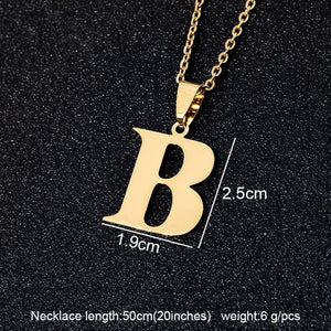 Stainless Steel A To Z 26 Letters Initial Minimalist Necklace For Women Alphabet Pendant Necklace Friends Family Gift Jewelry