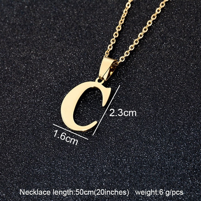 Stainless Steel A To Z 26 Letters Initial Minimalist Necklace For Women Alphabet Pendant Necklace Friends Family Gift Jewelry