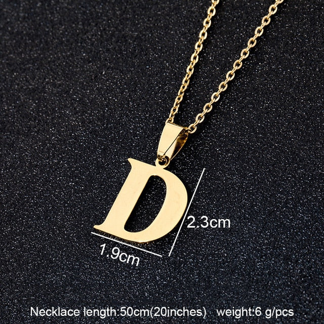 Stainless Steel A To Z 26 Letters Initial Minimalist Necklace For Women Alphabet Pendant Necklace Friends Family Gift Jewelry