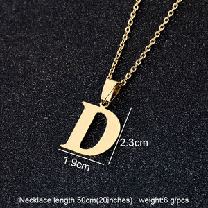 Stainless Steel A To Z 26 Letters Initial Minimalist Necklace For Women Alphabet Pendant Necklace Friends Family Gift Jewelry