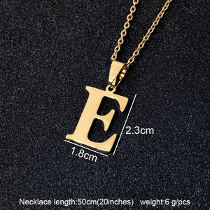 Stainless Steel A To Z 26 Letters Initial Minimalist Necklace For Women Alphabet Pendant Necklace Friends Family Gift Jewelry