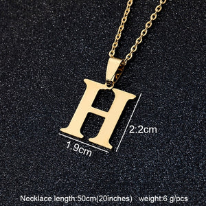 Stainless Steel A To Z 26 Letters Initial Minimalist Necklace For Women Alphabet Pendant Necklace Friends Family Gift Jewelry
