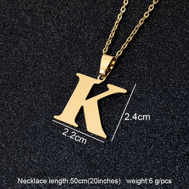 Stainless Steel A To Z 26 Letters Initial Minimalist Necklace For Women Alphabet Pendant Necklace Friends Family Gift Jewelry