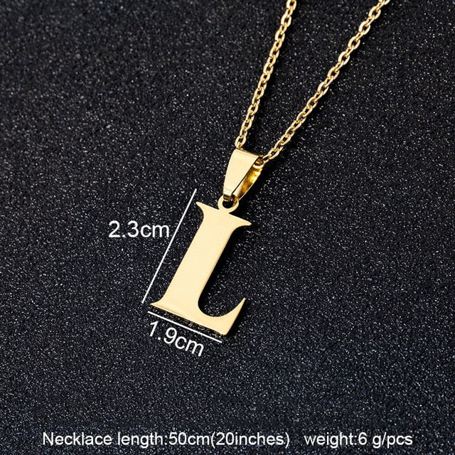 Stainless Steel A To Z 26 Letters Initial Minimalist Necklace For Women Alphabet Pendant Necklace Friends Family Gift Jewelry